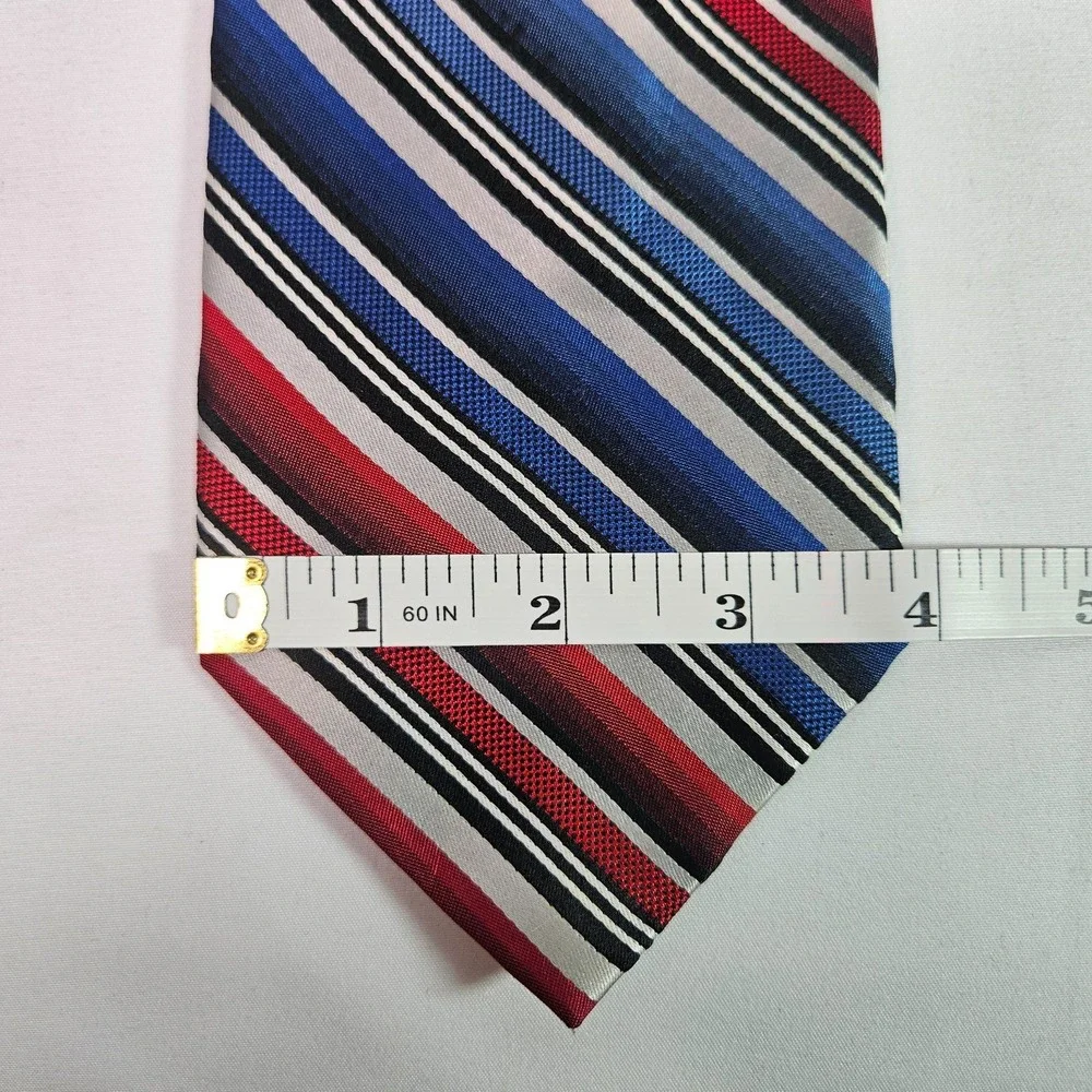 Stafford‎ 100% Silk Hand Made Men Tie Red Blue Stripes 4